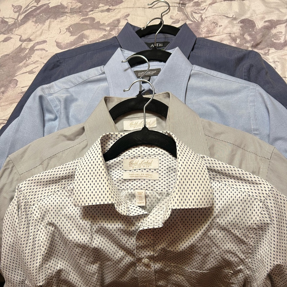 Apt. 9 Men's Dress Shirt Set - Dark Blue, Light Blue, Beige, White with Dots